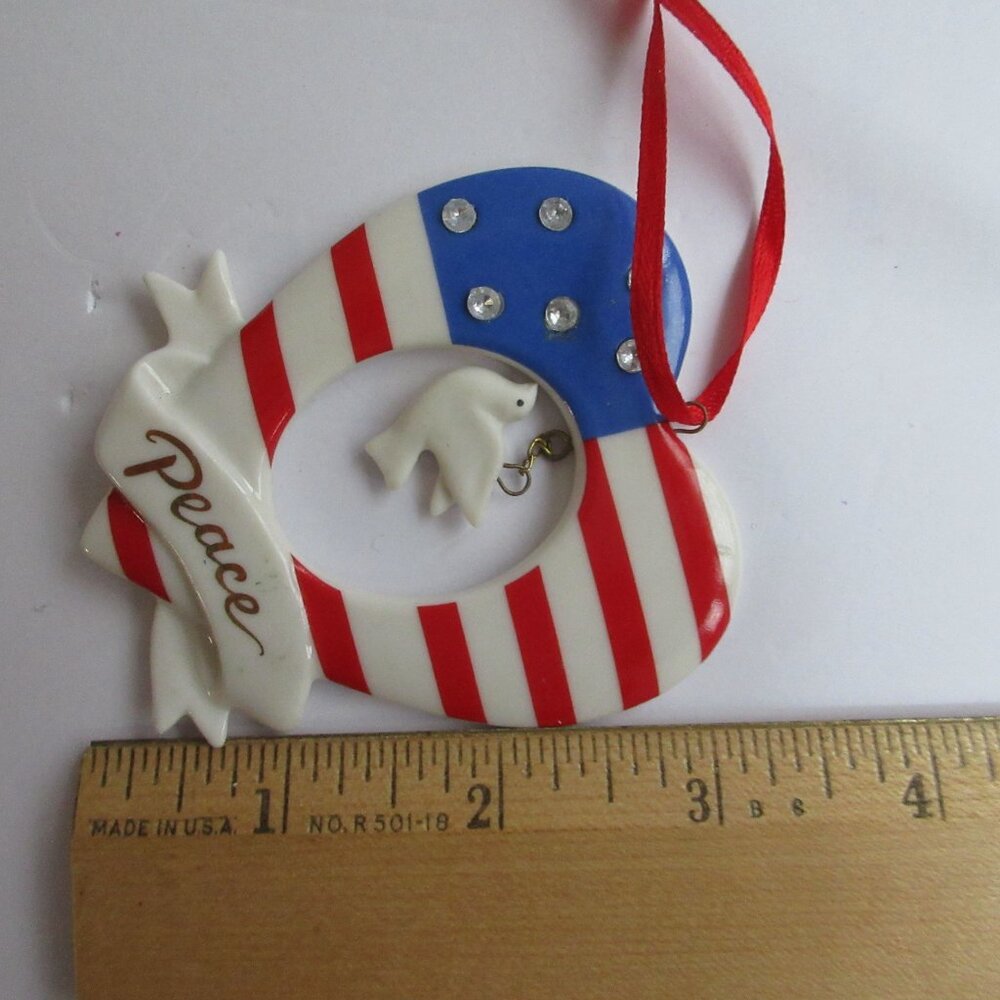 USA God Bless America Glass Christmas Ornament & Avon Patriotic Flag Lot of 4 - Picture 6 of 15